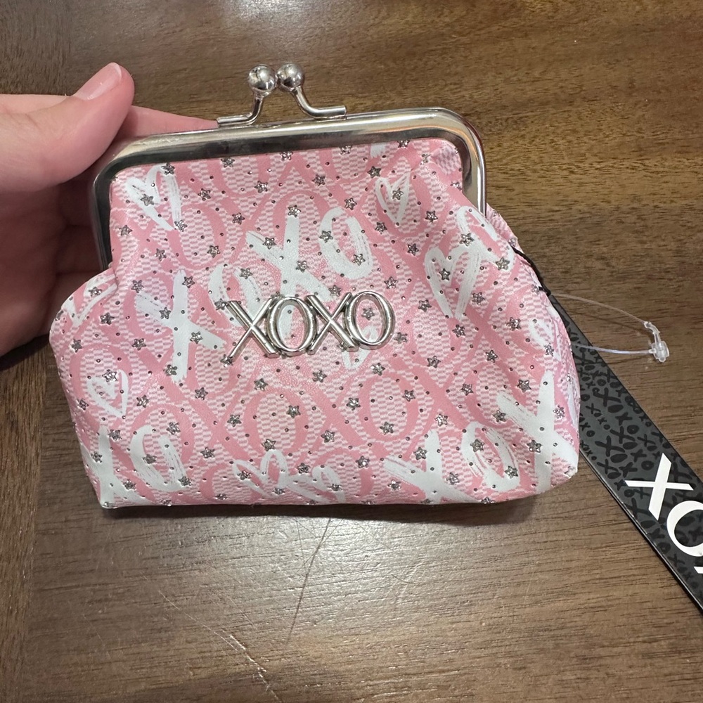 XOXO Pink and White Coin Purse